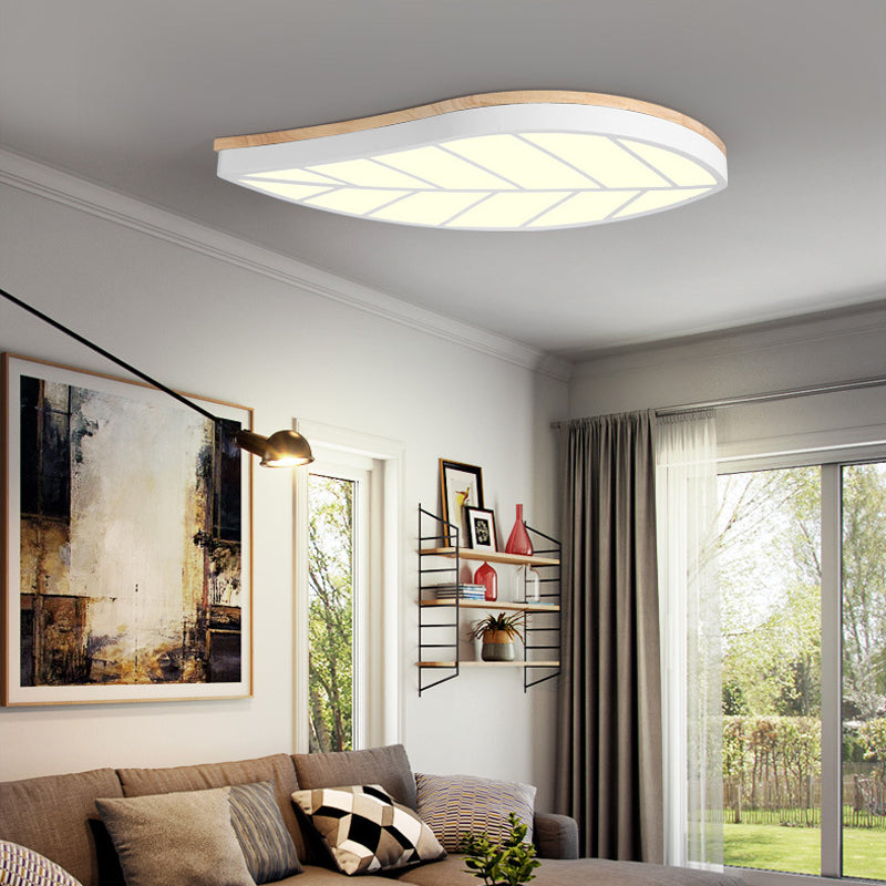 Modern Flush Mount Leaf Ceiling Lamp for Child's Bedroom with Undertint Finish