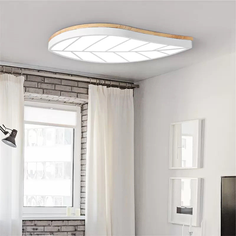 Modern Flush Mount Leaf Ceiling Lamp for Child's Bedroom with Undertint Finish