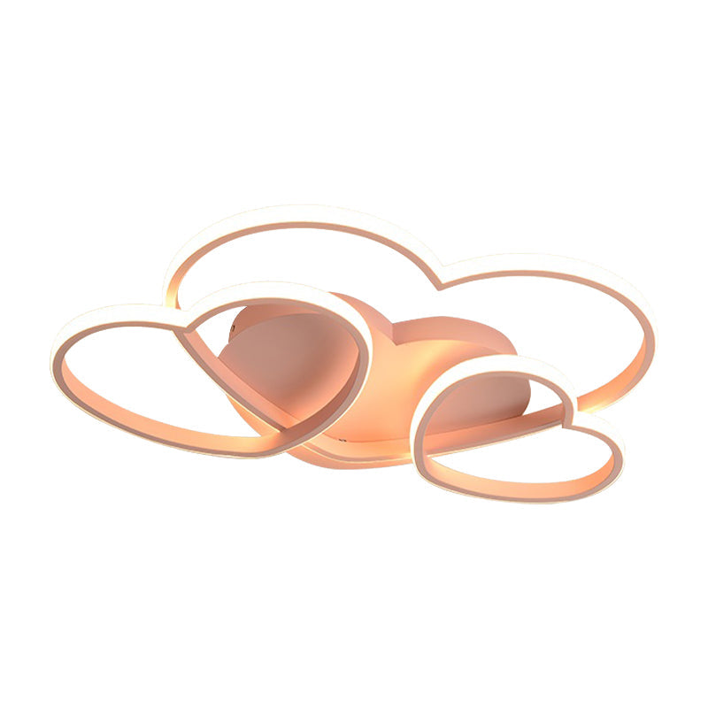 Plafonnier LED encastré en forme de cœur pour chambre d'enfant - Acrylique nordique en blanc/rose/or - 19,5" ou 23,5" de large