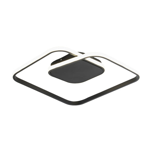 Modern Led Square Flush Ceiling Light In White/Black/Gold For Bedroom Acrylic Design Warm/White