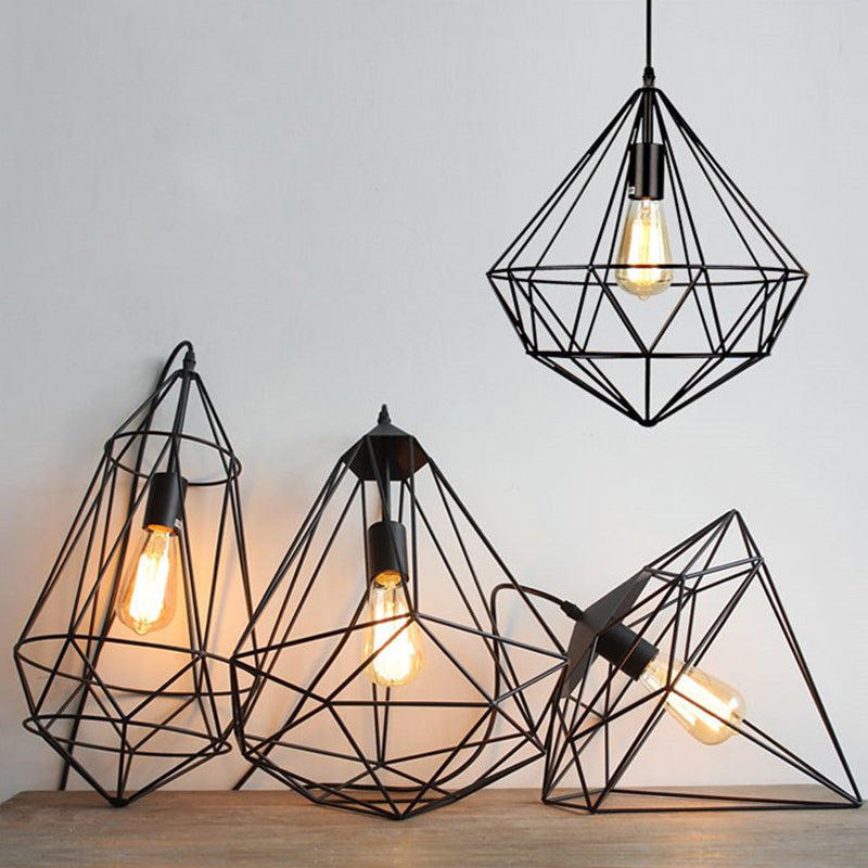 Antique Gemstone Iron Pendant Light – 1-Light Dining Room Hanging Fixture
