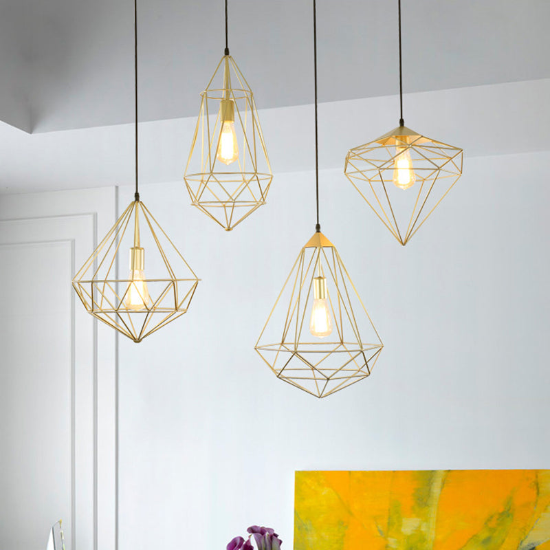 Antique Gemstone Iron Pendant Light – 1-Light Dining Room Hanging Fixture