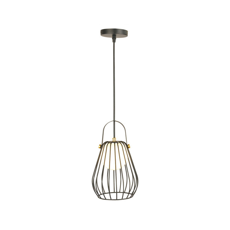 Iron Hanging Pendant Ceiling Light for Bedroom - Industrial Pear Shape