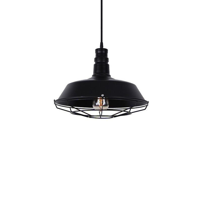 Rustic Iron Suspension Light: Vintage Pot Lid Shaped Pendant Lamp for Restaurants
