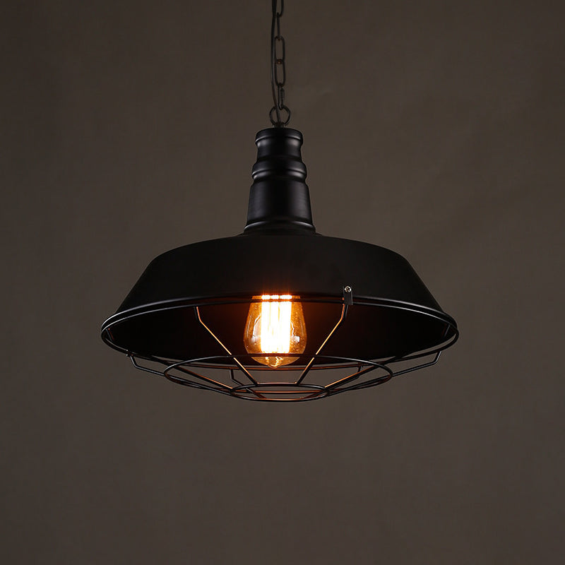 Rustic Iron Suspension Light: Vintage Pot Lid Shaped Pendant Lamp for Restaurants