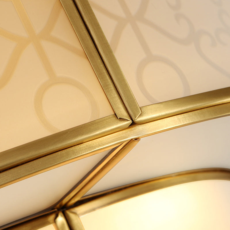 Vintage 2 Layer Frost Glass Flush Mount Ceiling Light in Gold - Living Room Décor
