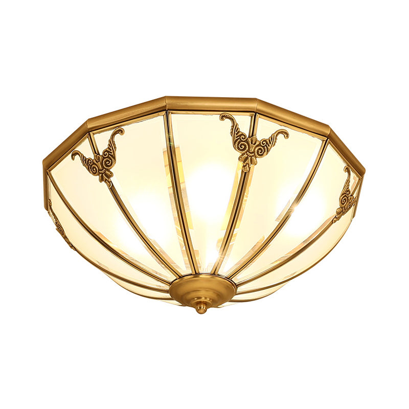Opal Glass Flush Mount Chandelier In Gold - Classic Bedroom Lighting