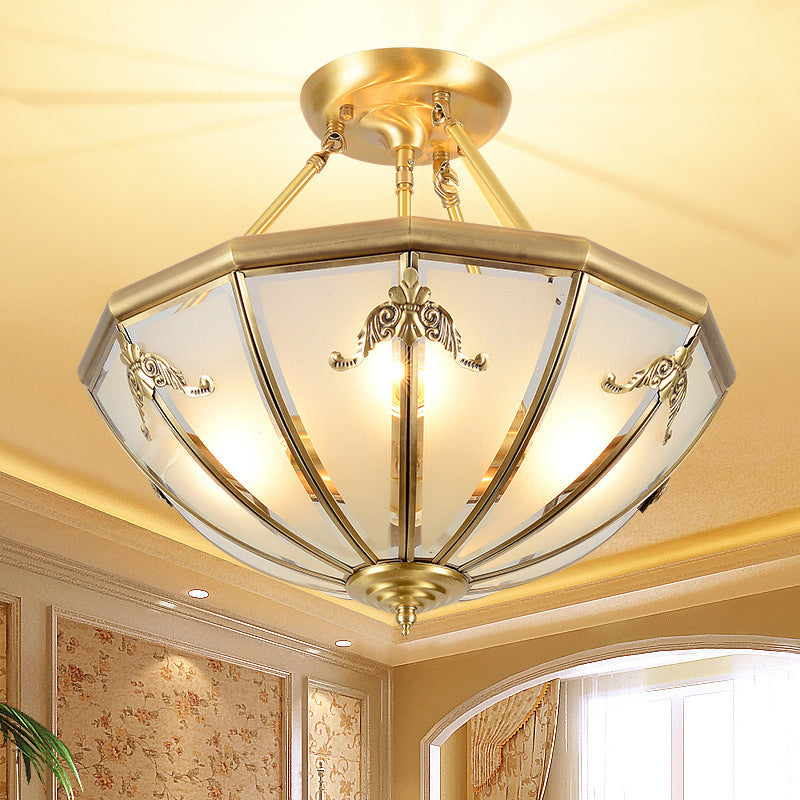 Opal Glass Flush Mount Chandelier in Gold - Classic Bedroom Lighting