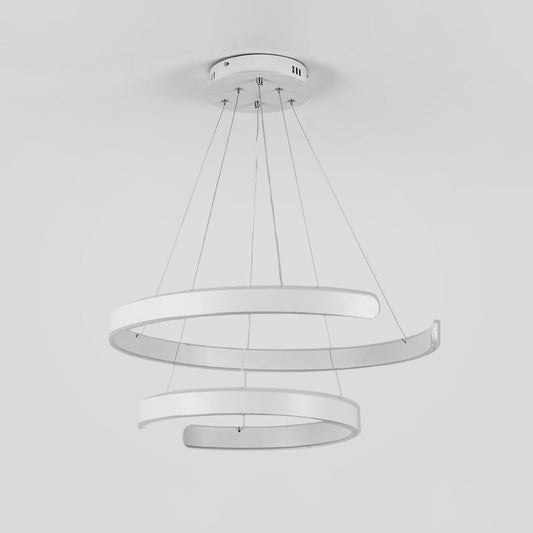Contemporary Aluminum Pendant Chandelier With Led Lights - Geometric Design