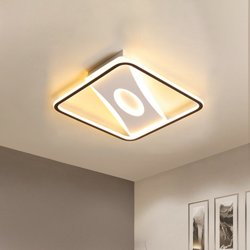 Modern Black and White LED Ceiling Light for Bedroom - Square/Rectangular Acrylic Flush Mount in Warm/White, Multiple Sizes Available