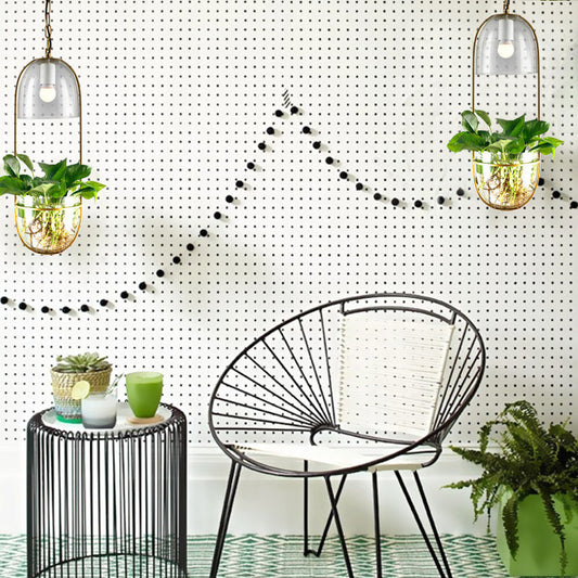 Suspension hémisphérique en verre transparent antique avec cadre oblong doré et jardinière