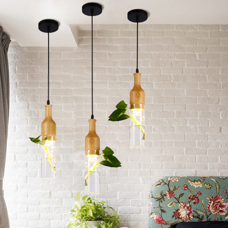 Contemporary Clear Glass Planter Lamp - 1-Light Pendant for Study Room Lighting