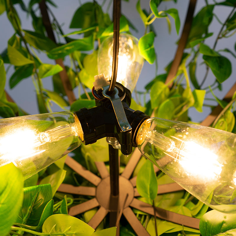 Suspension industrielle avec 3 lustres en fer en forme de panier en forme de plante verte, parfaite pour les restaurants