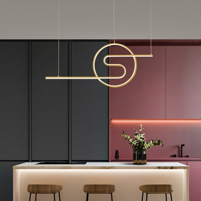 Minimalist Metal Led Hanging Light For Dining Room And Kitchen Island