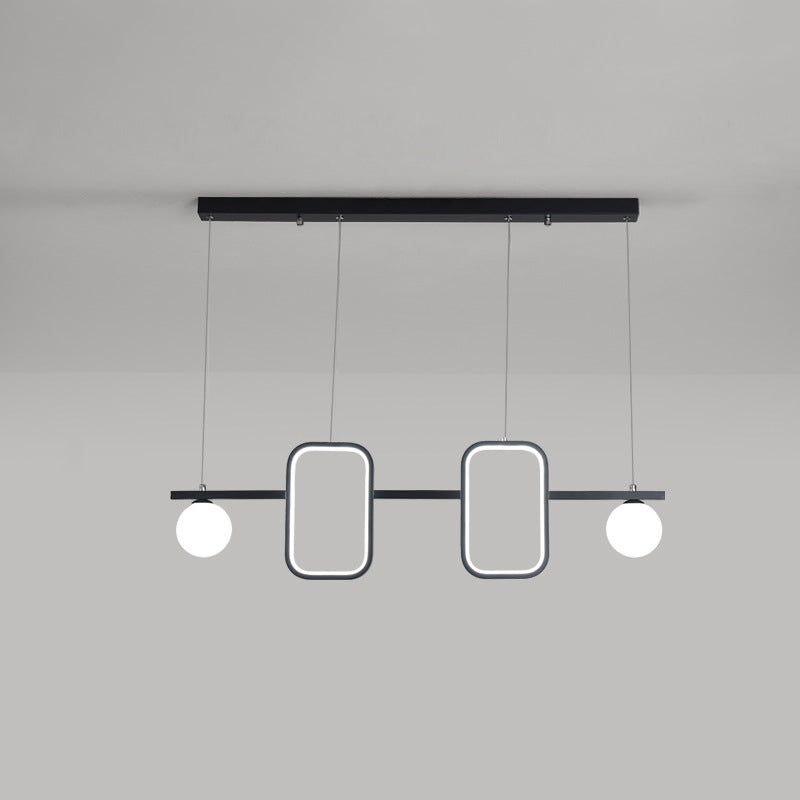 Minimalist Metal Dining Room Island Ceiling Light With Symmetrical Geometric Led Design And Cream