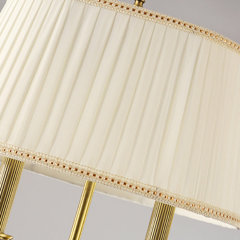 Vintage Gold Candelabra Floor Lamp With Pleated Empire Shade - 2 Bulbs Metallic Finish Perfect For