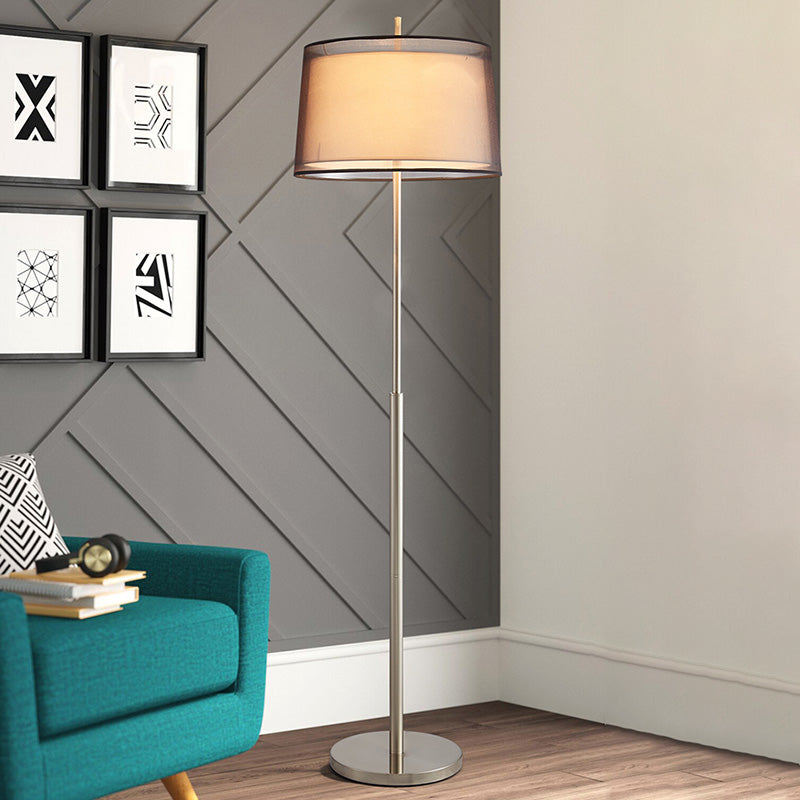 Vintage Layered Tapered Shade Single-Bulb Standing Floor Light - Fabric