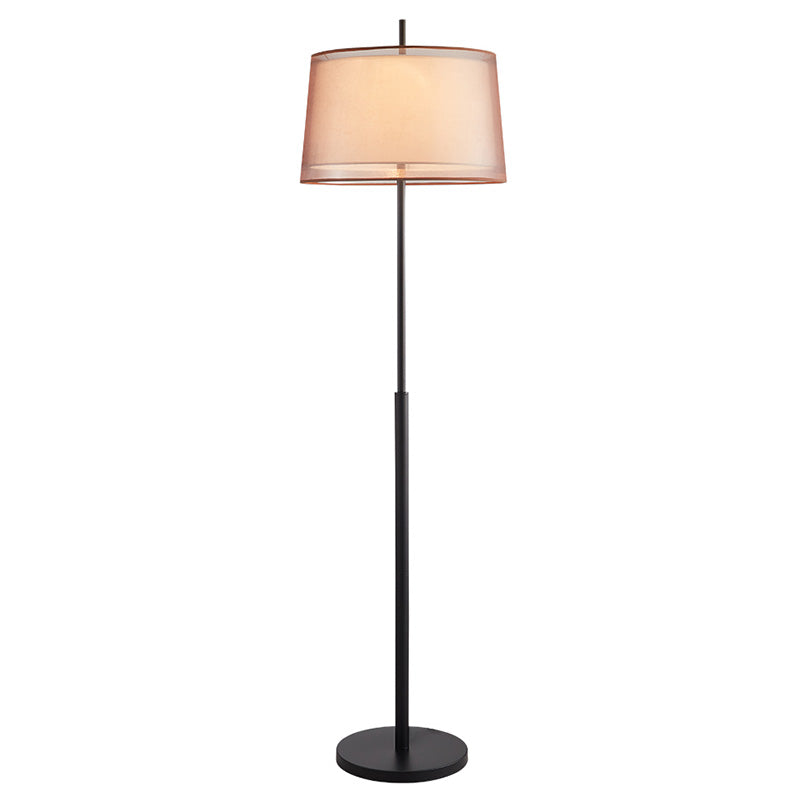 Vintage Layered Tapered Shade Single-Bulb Standing Floor Light - Fabric
