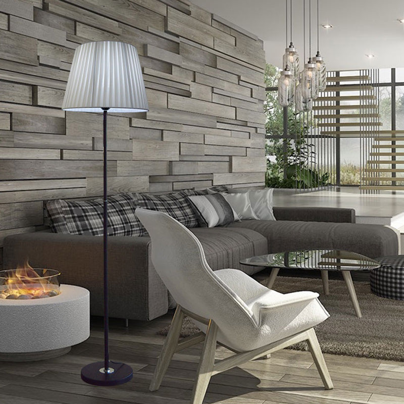Minimalist Empire Shade Floor Lamp - Modern Fabric Standing Light For Living Room Grey