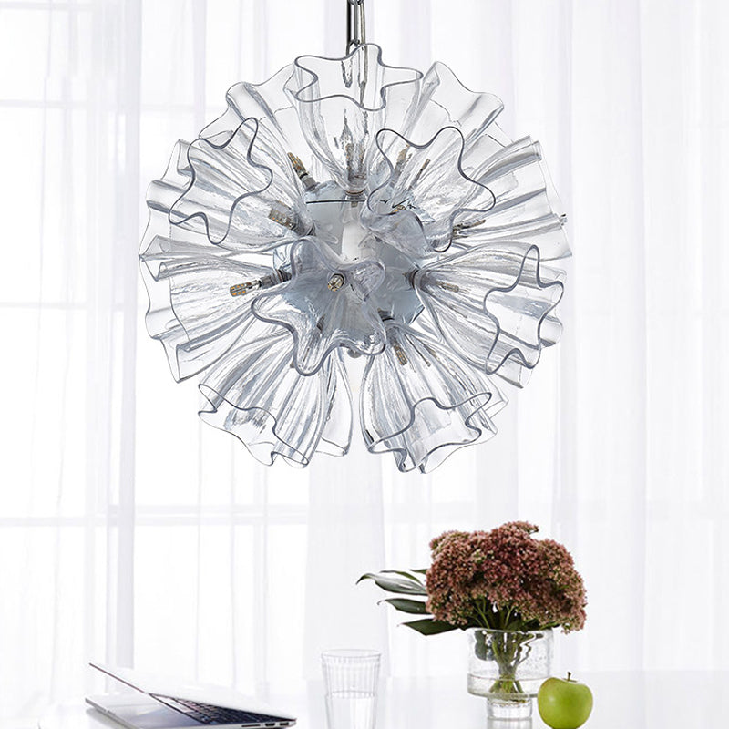 Lustre moderne en verre à LED Sputnik - Argent, largeur 16"/23,5"
