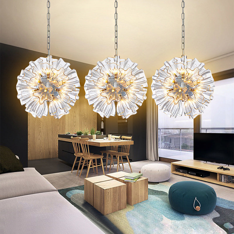 Lustre moderne en verre à LED Sputnik - Argent, largeur 16"/23,5"
