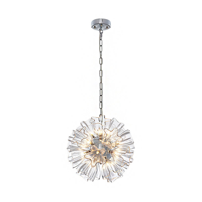 Lustre moderne en verre à LED Sputnik - Argent, largeur 16"/23,5"