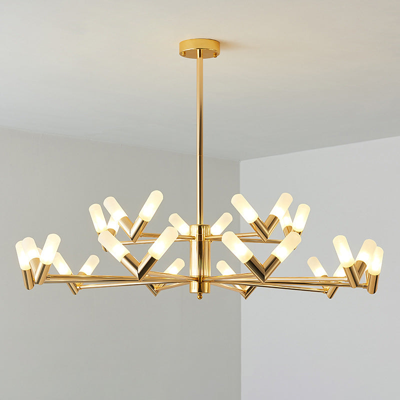 Modern Tube Ceiling Chandelier - Brass Metal 10/30 Lights For Dining Room Hanging Light 30 /