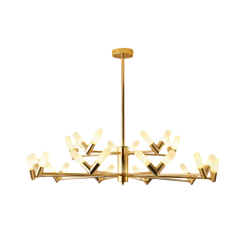 Modern Brass Tube Ceiling Chandelier - 10/30 Light Metal Fixture for Dining Room