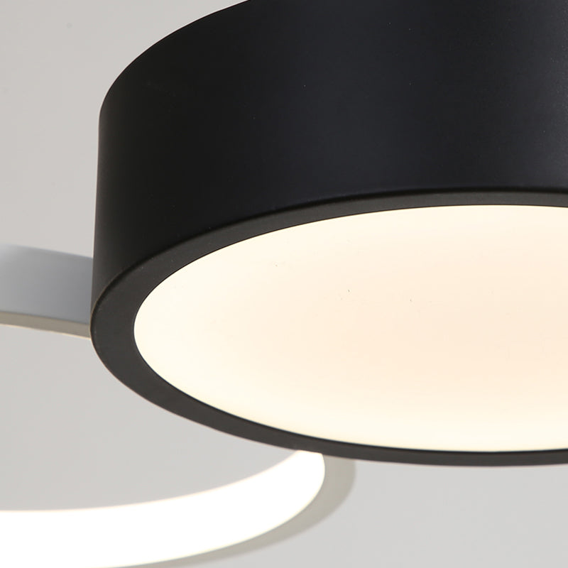 Modern Acrylic Black and White Round Chandelier - LED Suspension Light for Dining Room - Warm/White Lighting