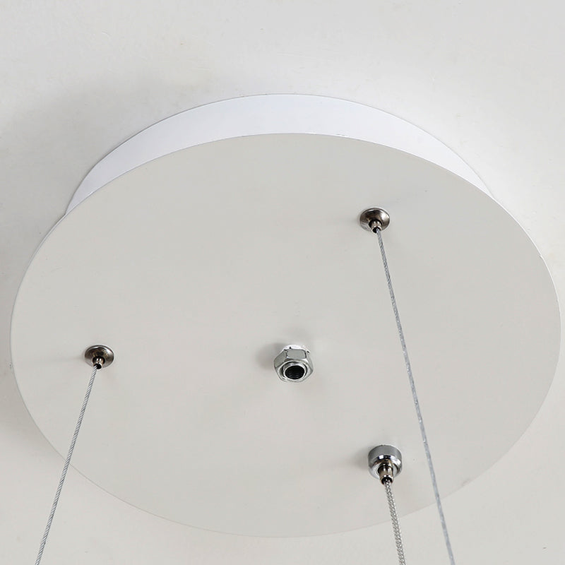 Modern Acrylic Black and White Round Chandelier - LED Suspension Light for Dining Room - Warm/White Lighting