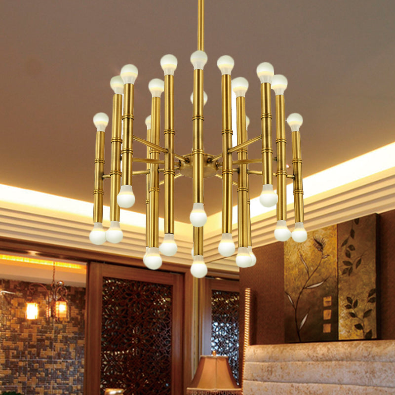 Modern Metal Flute Chandelier - 30 Lights - Black/Silver/Gold - Perfect for Living Room