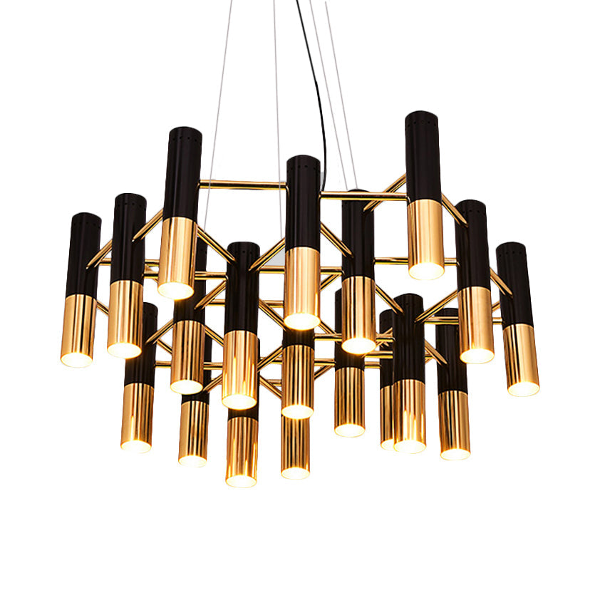 Modern Tube Chandelier Light - Gold Metal, 7/13/19 Lights, Warm Lighting, for Living Room