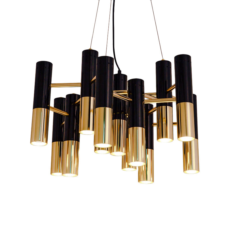 Modern Tube Chandelier Light - Gold Metal, 7/13/19 Lights, Warm Lighting, for Living Room