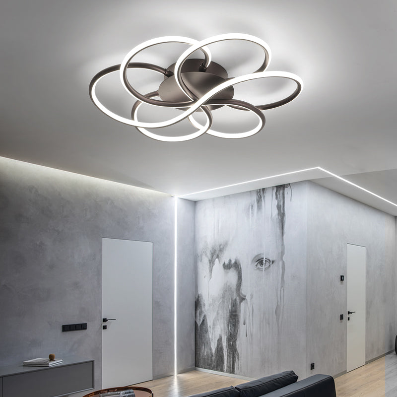 Modern Led Flower-Shaped Acrylic Flush Mount In White/Warm Light - 3 Sizes Available