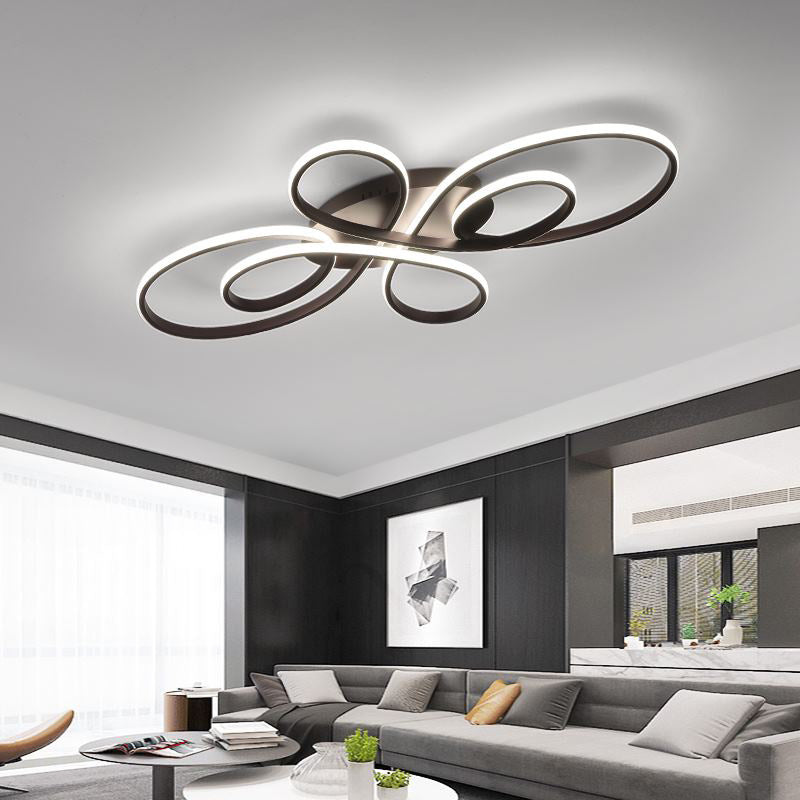 Modernist Acrylic Flower Flush Mount Ceiling Light Fixture - White/Coffee, LED, 23.5"/31.5"/39