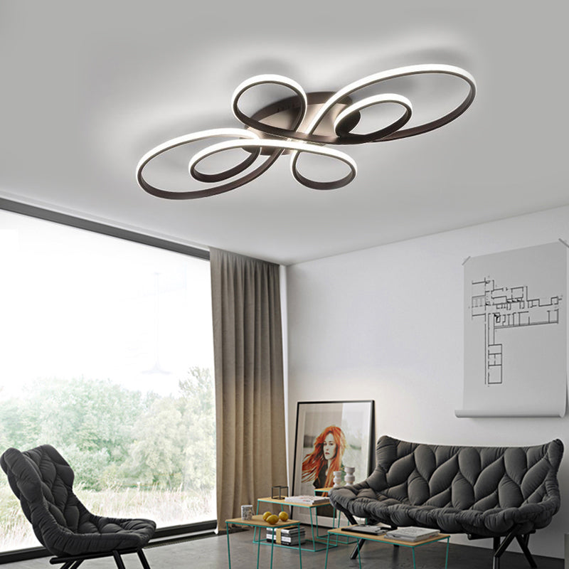 Modernist Acrylic Flower Flush Mount Ceiling Light Fixture - White/Coffee, LED, 23.5"/31.5"/39