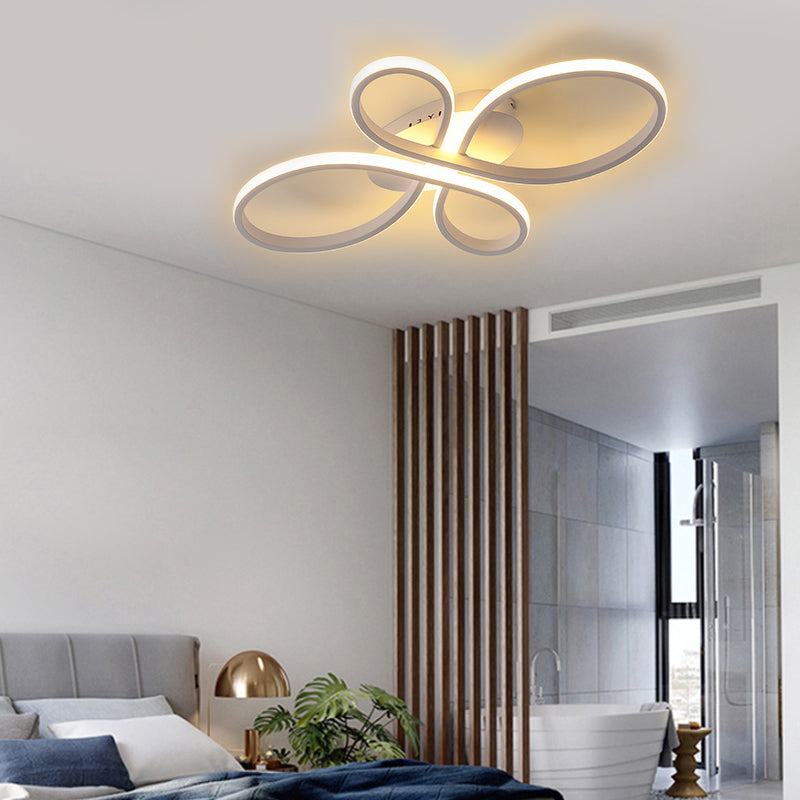 Modernist Acrylic Flower Flush Mount Ceiling Light Fixture - White/Coffee, LED, 23.5"/31.5"/39