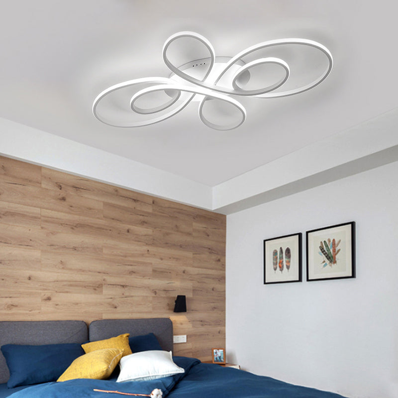 Modernist Acrylic Flower Flush Mount Ceiling Light Fixture - White/Coffee, LED, 23.5"/31.5"/39