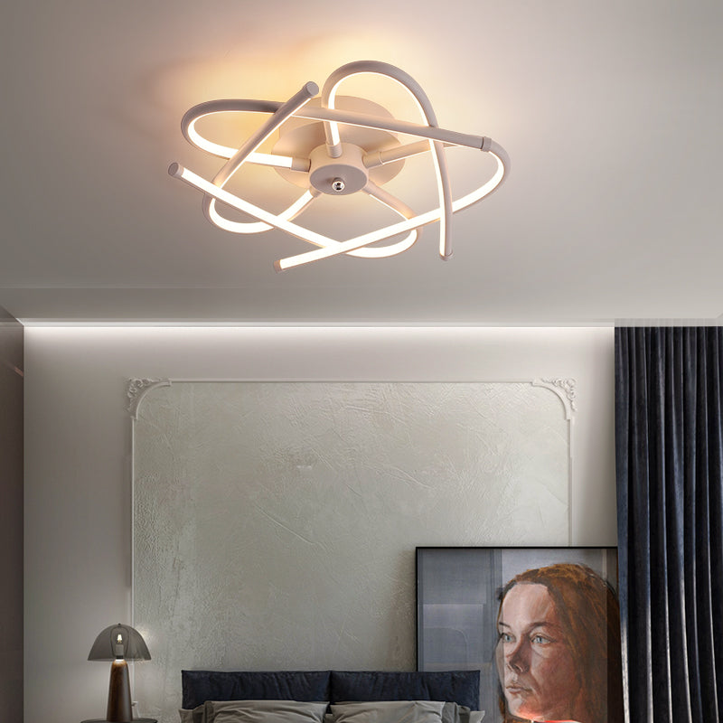 Twisted Flush Lighting Modernist Acrylic Led Ceiling Lamp Fixture In Black/Grey White/Warm Light