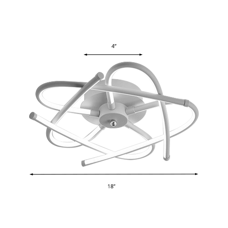 Twisted Flush Lighting Modernist Acrylic LED Ceiling Lamp Fixture in Black/Grey, White/Warm Light, Multiple Sizes