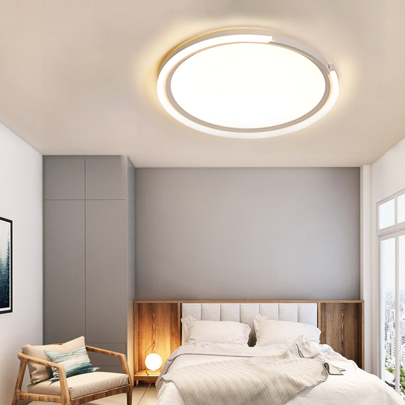 Modern LED Round Acrylic Flush Mount Lighting - 15"/18"/23" Wide - White/Black/Gold - Warm Light