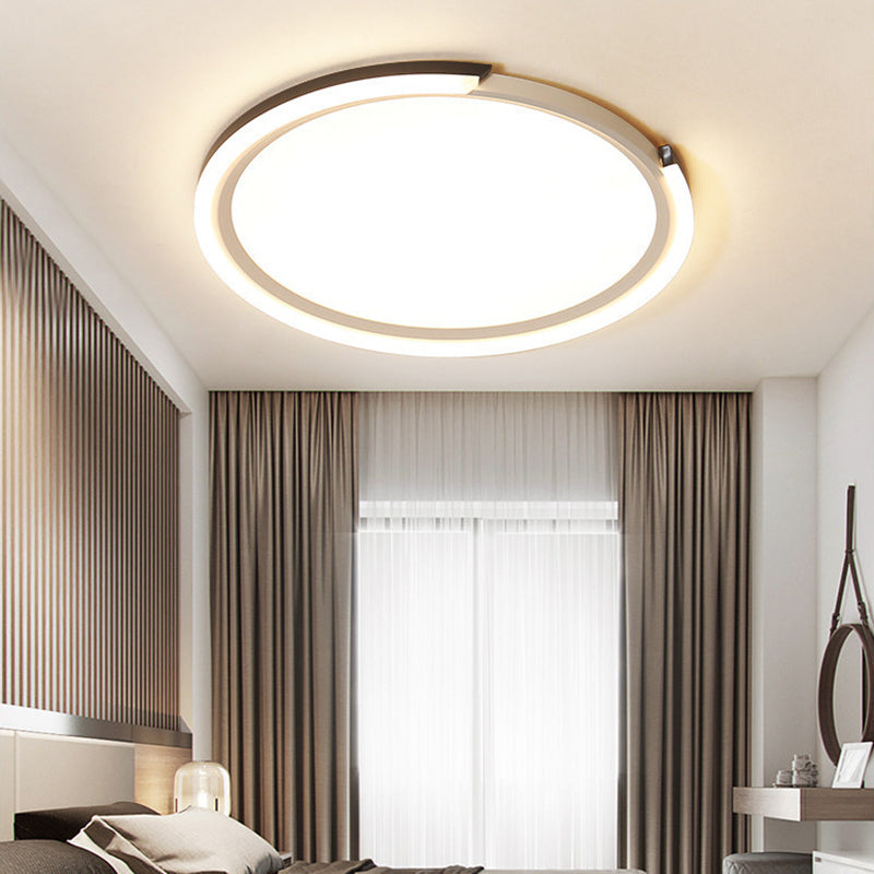 Modern LED Round Acrylic Flush Mount Lighting - 15"/18"/23" Wide - White/Black/Gold - Warm Light