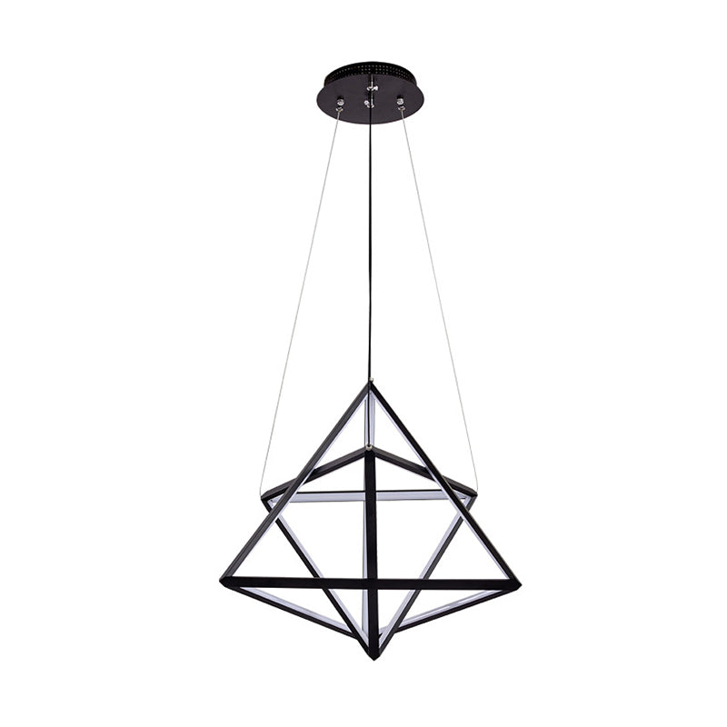 Modern Black Triangle Acrylic LED Chandelier - Stylish Dining Room Suspension Light