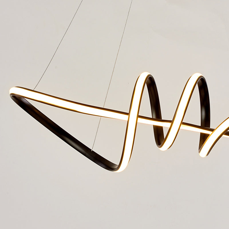 Minimalist Black Spiral Chandelier: LED Acrylic Hanging Light Kit for Dining Room