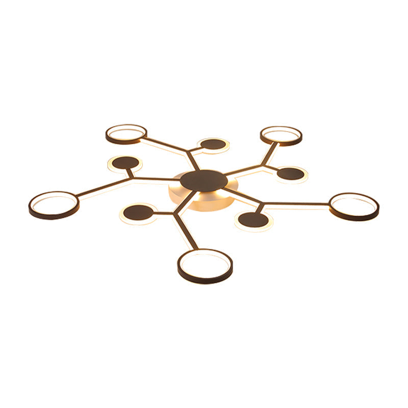 Modern Acrylic Flush Mount Lamp with Starburst Design and 6/8/10 Warm LED Lights in White