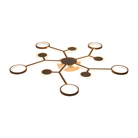 Modern Acrylic Flush Mount Lamp With Starburst Design And 6/8/10 Warm Led Lights In White