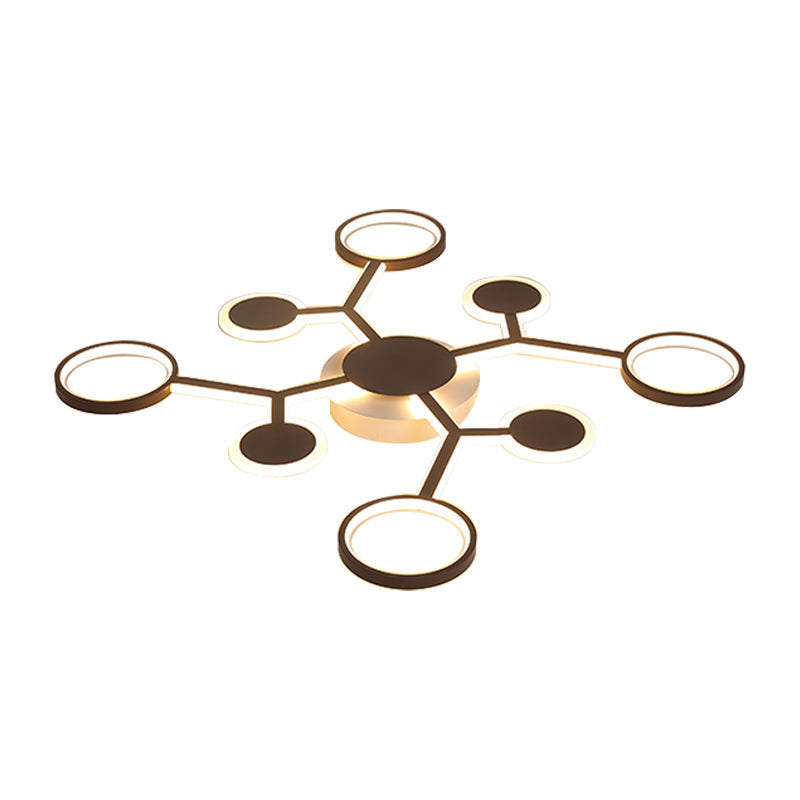 Modern Acrylic Flush Mount Lamp with Starburst Design and 6/8/10 Warm LED Lights in White