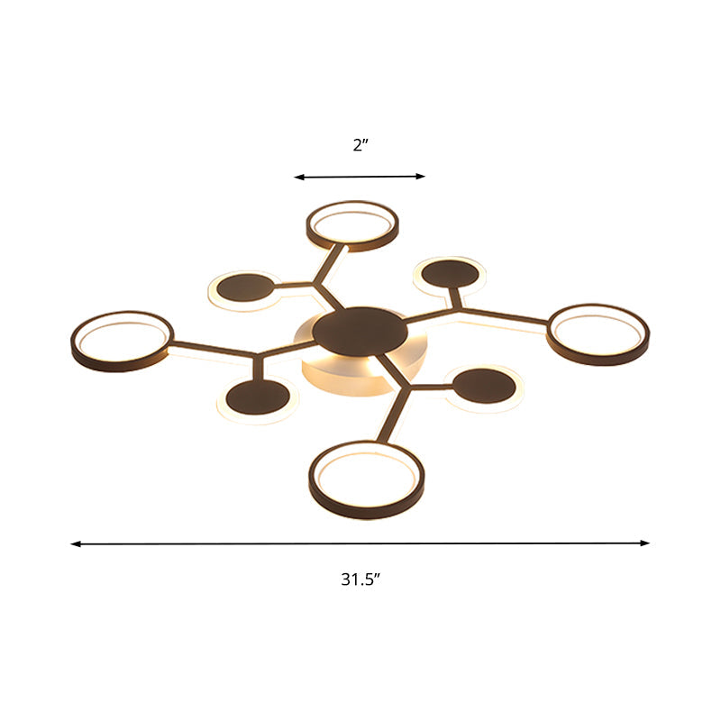 Modern Acrylic Flush Mount Lamp With Starburst Design And 6/8/10 Warm Led Lights In White