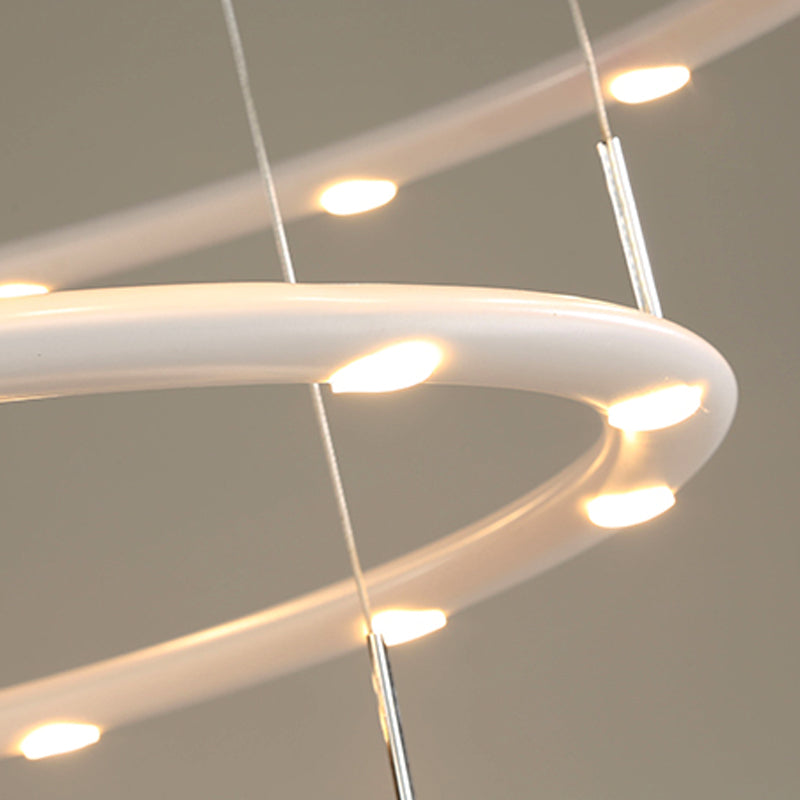 Lustre moderne à LED en acrylique à 1/2 niveaux en noir/blanc pour chambre à coucher : éclairage chaud/blanc