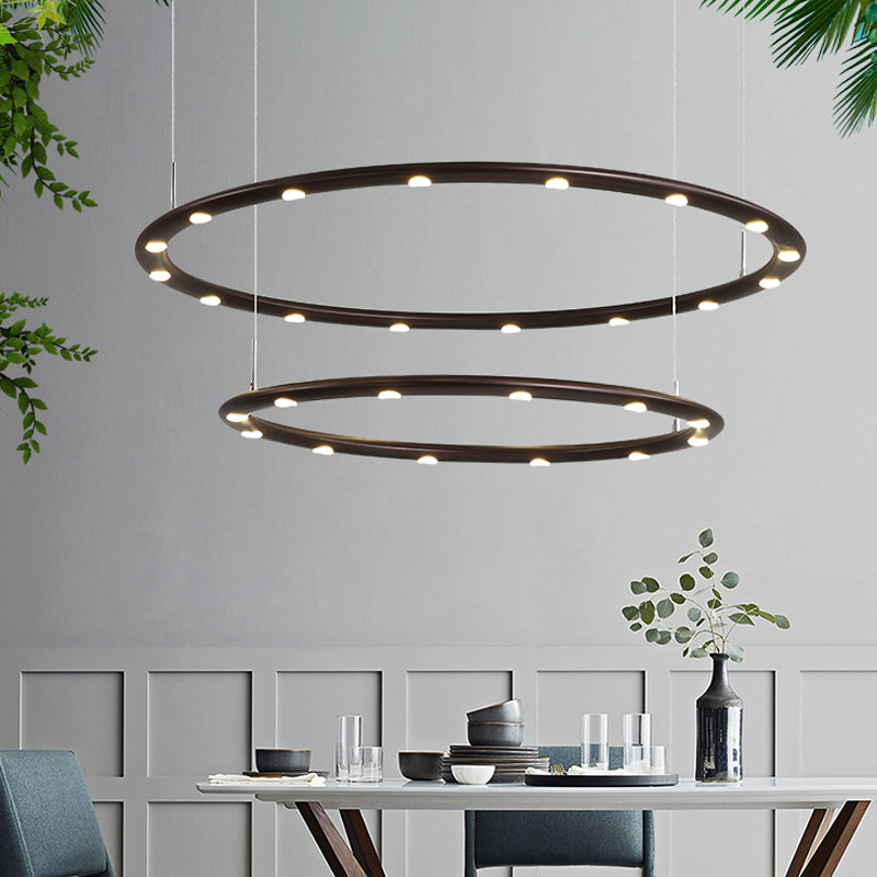 Lustre moderne à LED en acrylique à 1/2 niveaux en noir/blanc pour chambre à coucher : éclairage chaud/blanc
